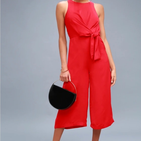 On Track Red Midi Jumpsuit - Picture 1 of 6